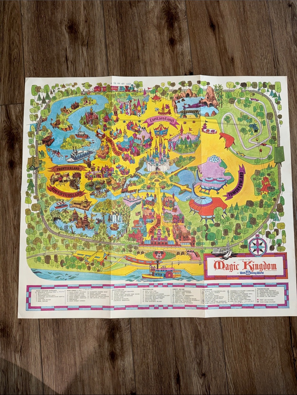 Vintage 1971 Original Walt Disney World Magic Kingdom Souvenir Map Opening Year
